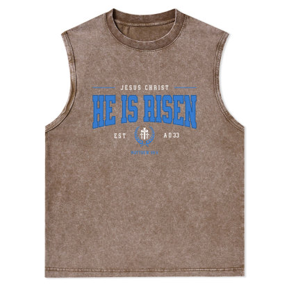 Jesus Christ He Is Risen Christian Washed Tank Top