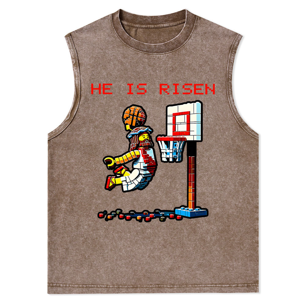 He Is Risen Christian Washed Tank Top