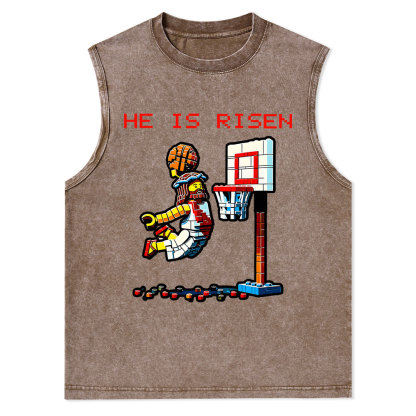 He Is Risen Christian Washed Tank Top