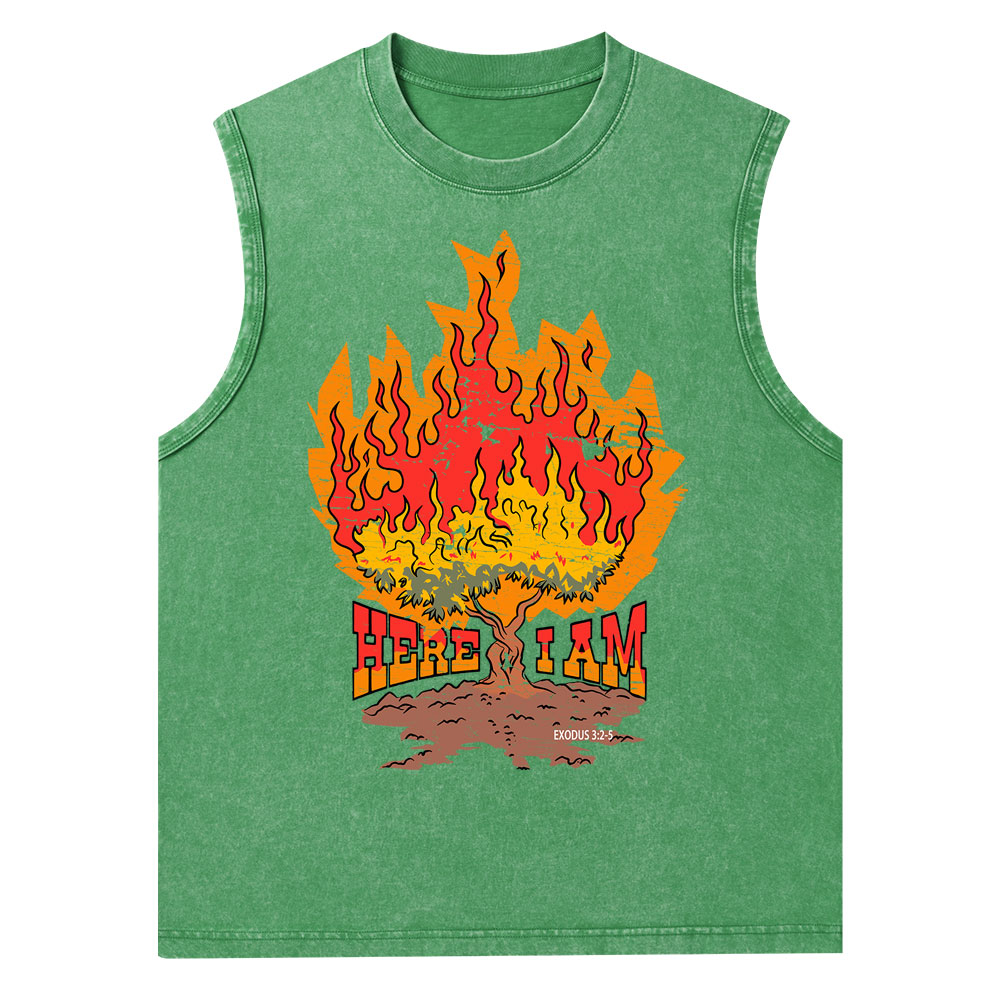 Here I Am Christian Washed Tank Top