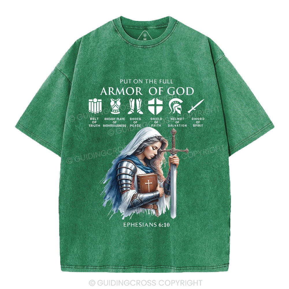 Put On The Full Armor Of God Christian Washed T-Shirt