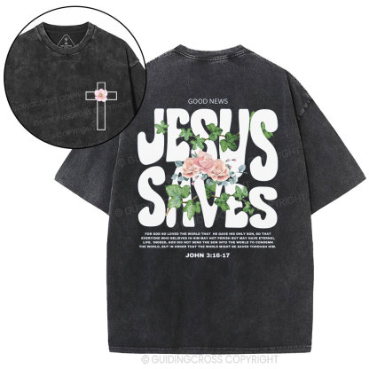 Jesus Saves Christian Washed T-Shirt