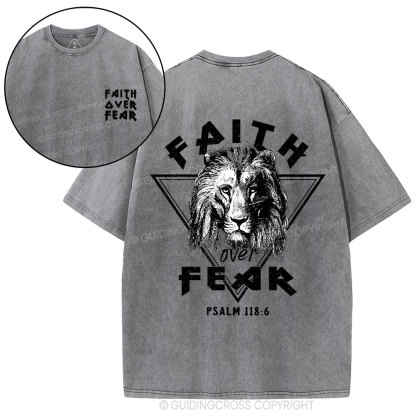 Faith Over Fear Lion Christian Washed T-Shirt