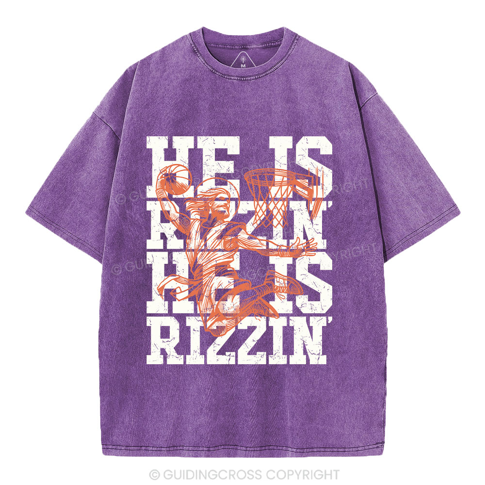 He Is Rizzin Christian Washed T-Shirt