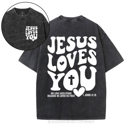 Jesus Loves You Christian Washed T-Shirt