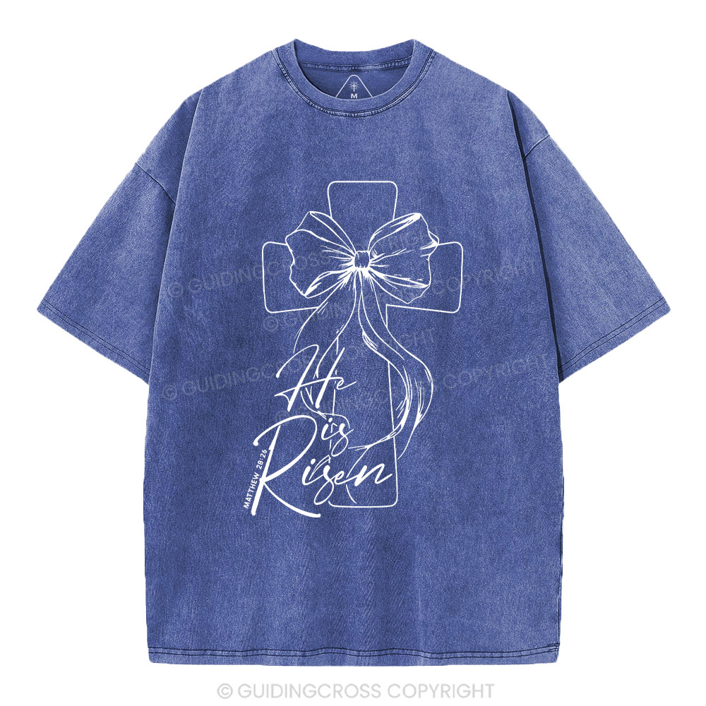 He Is Risen Christian Washed T-Shirt