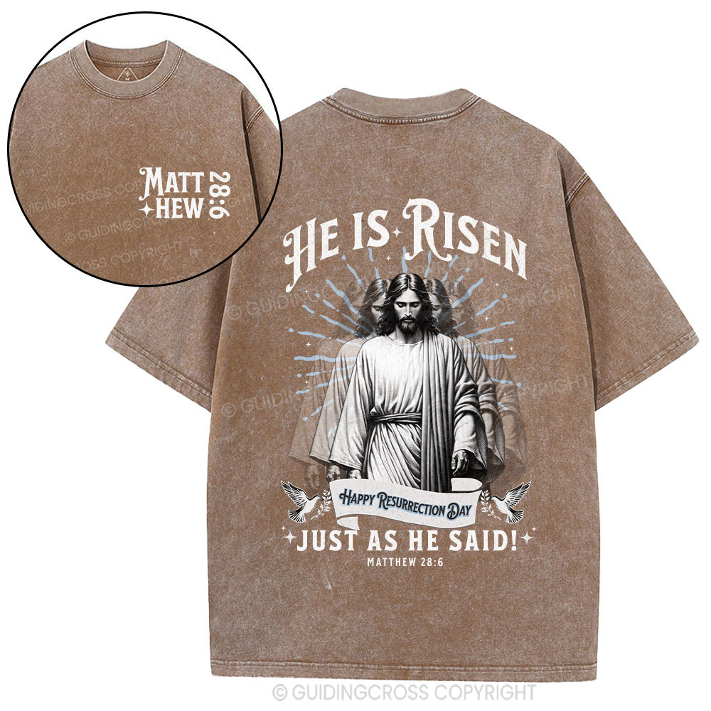 He Is Risen Christian Washed T-Shirt