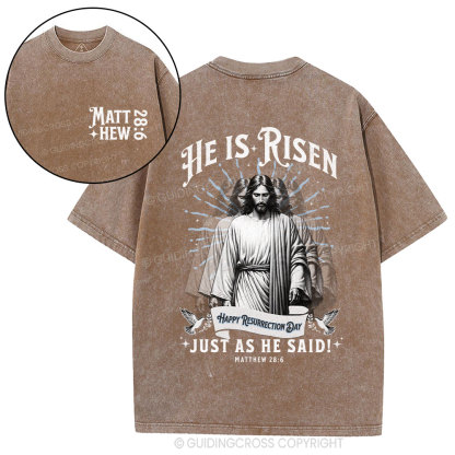 He Is Risen Christian Washed T-Shirt