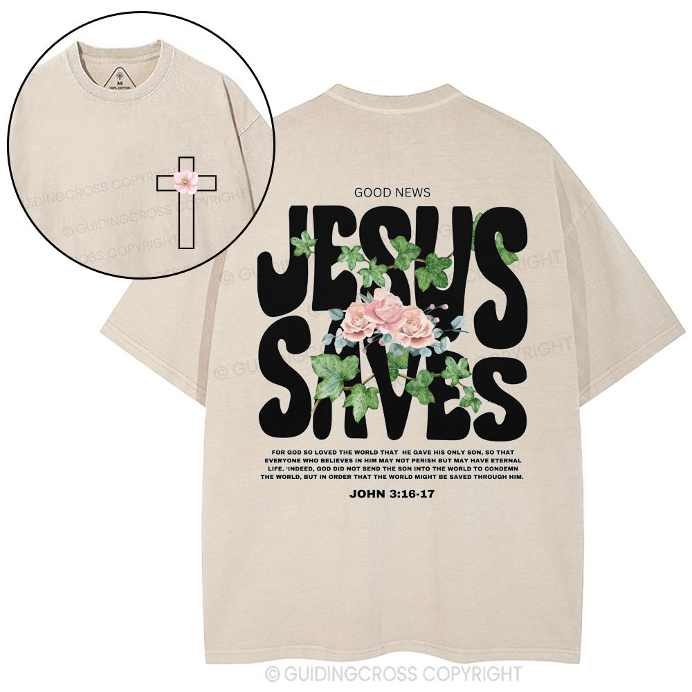 Jesus Saves Christian Washed T-Shirt
