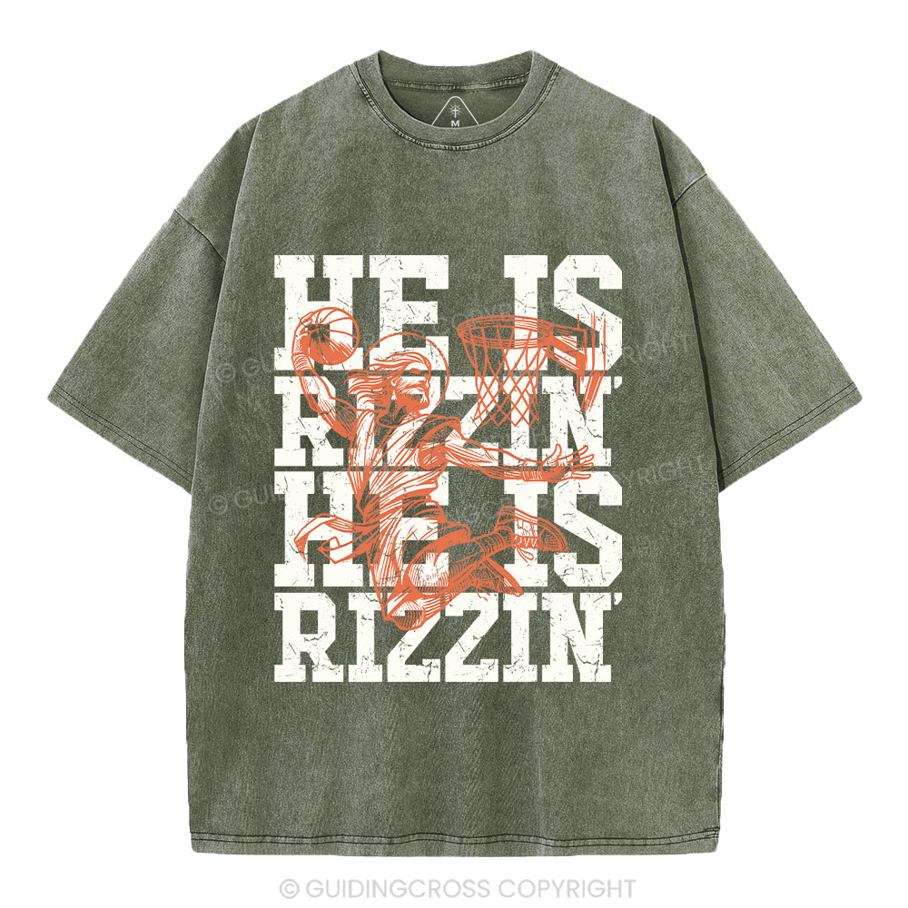 He Is Rizzin Christian Washed T-Shirt