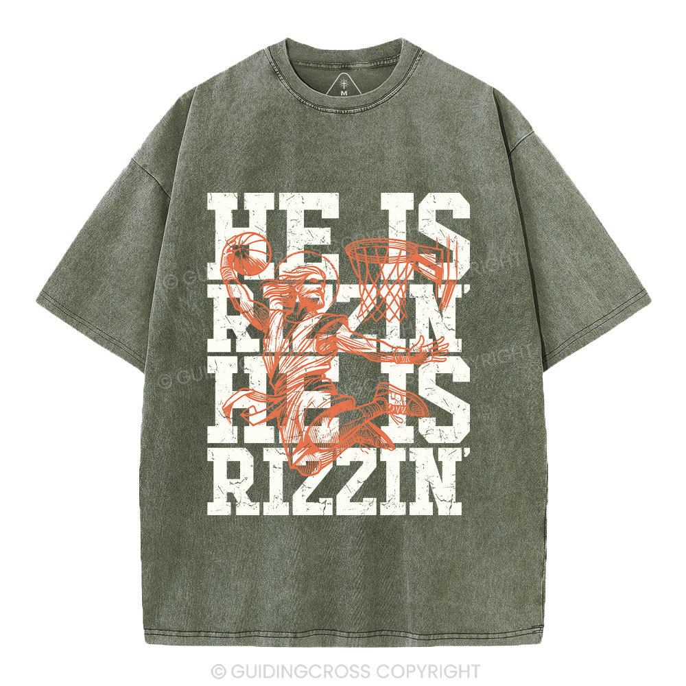 He Is Rizzin Christian Washed T-Shirt