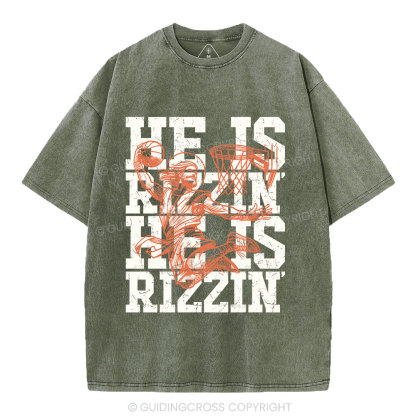 He Is Rizzin Christian Washed T-Shirt