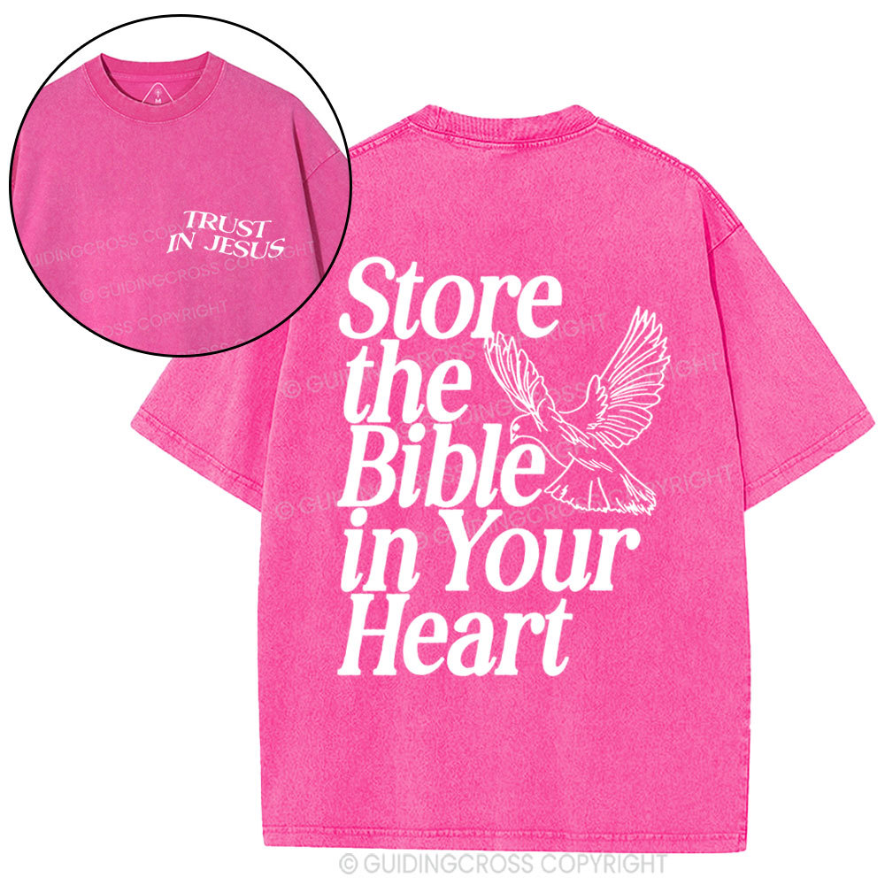 Store The Bible In Your Heart Christian Washed t-sHIRT