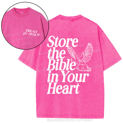 Store The Bible In Your Heart Christian Washed t-sHIRT