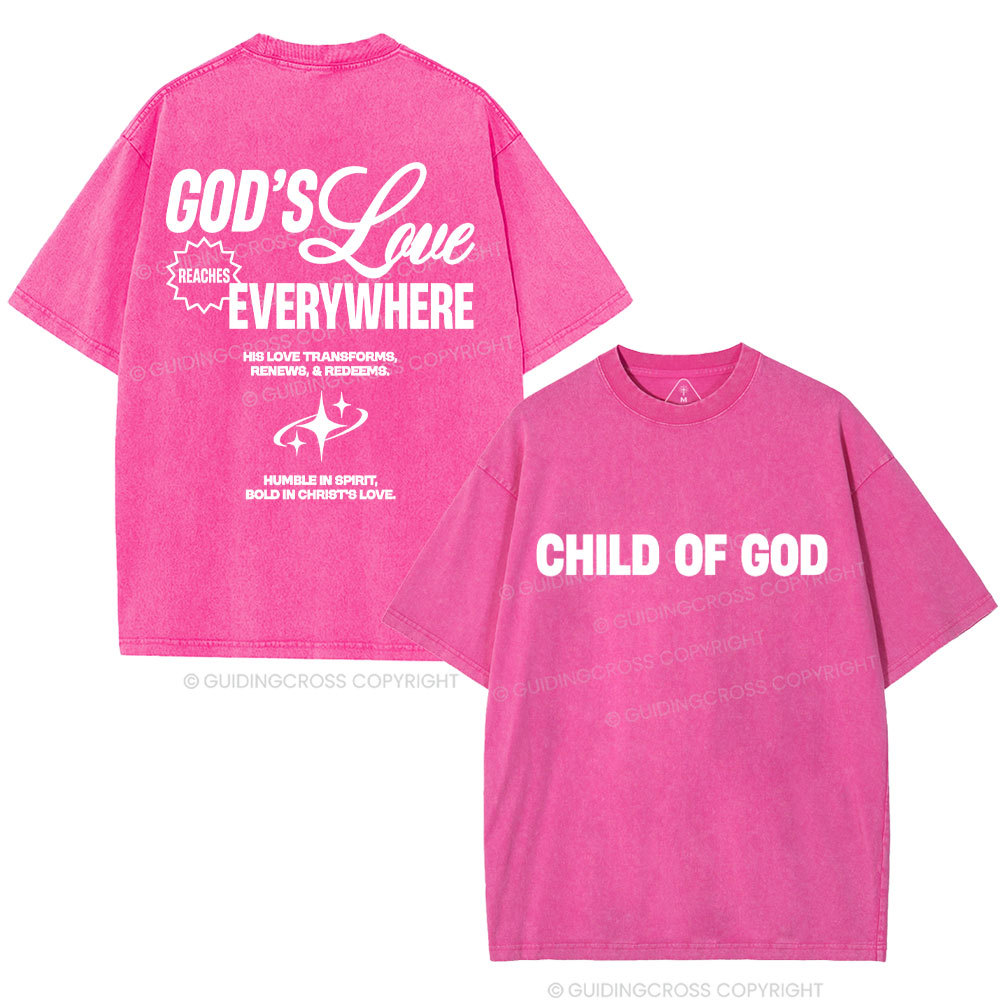 God's Love Reaches Everywhere Christian Washed T-Shirt