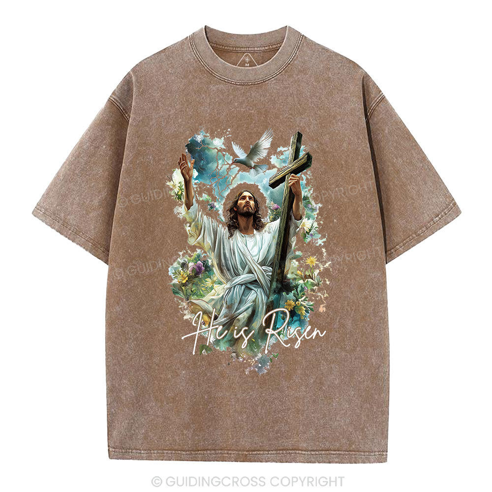 He Is Risen Christian Washed T-Shirt