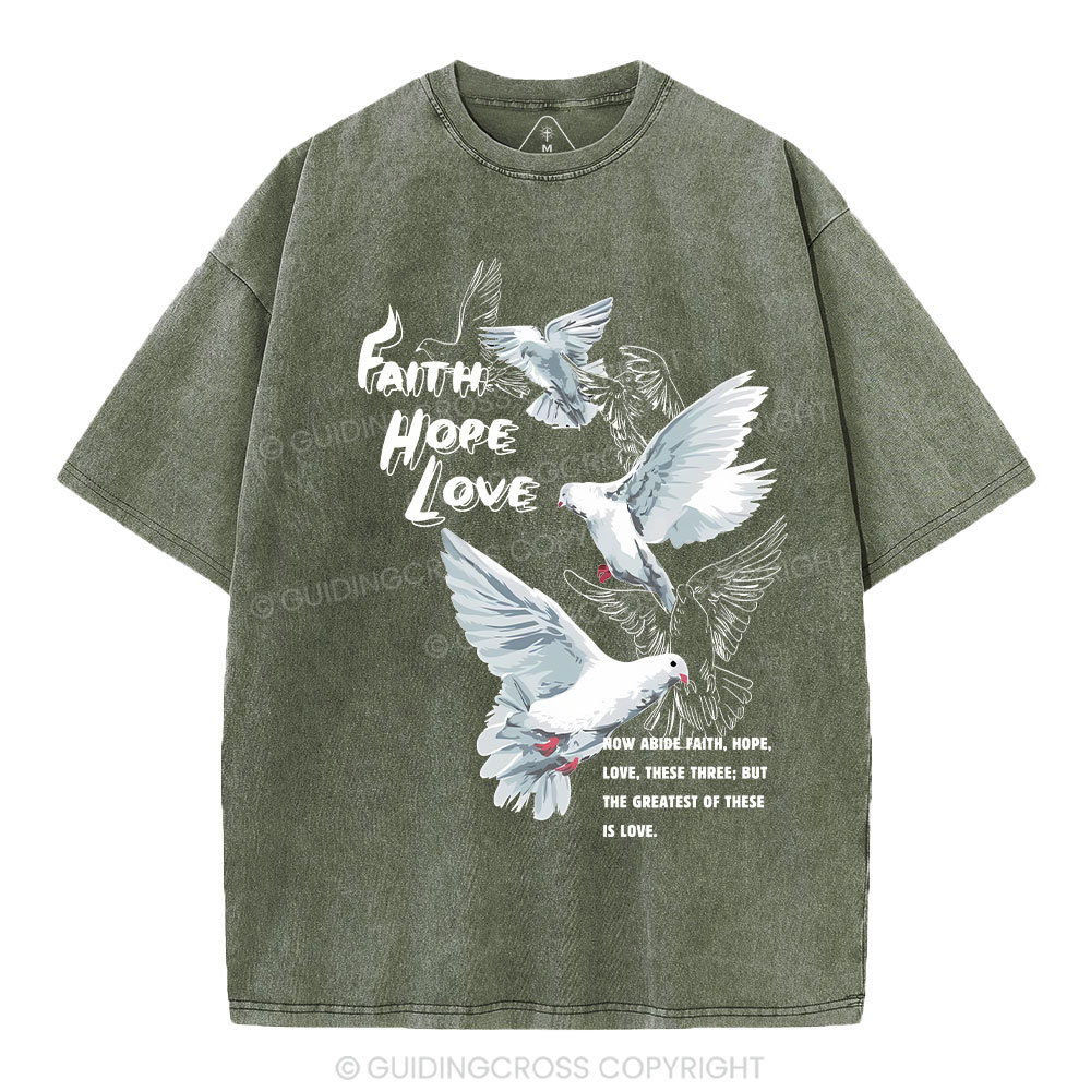 Faith Hope Love Christian Washed T-Shirt