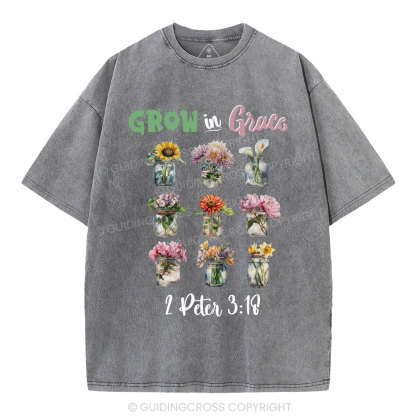 Grow In Grace Christian Washed T-Shirt