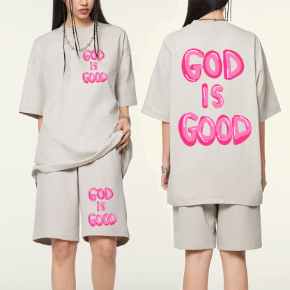 God Is Good Christian Washed T-Shirt & Shorts
