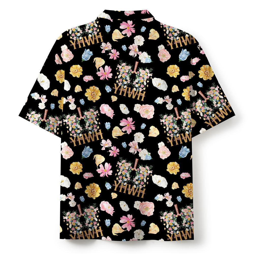 YHWH Flower Black Christian Hawaiian Shirt
