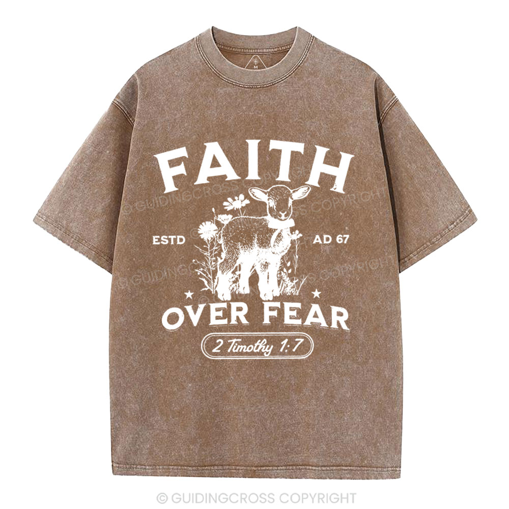 Faith Over Fear Christian Washed T-Shirt