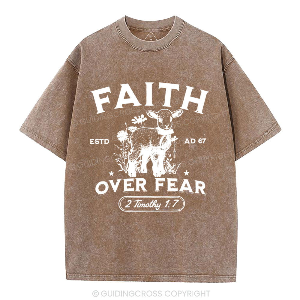 Faith Over Fear Christian Washed T-Shirt