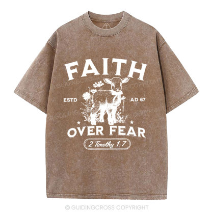 Faith Over Fear Christian Washed T-Shirt