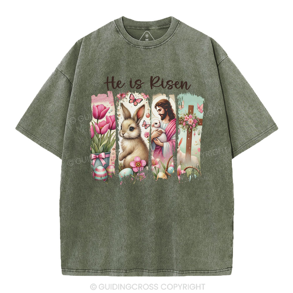 He Is Risen Christian Washed T-Shirt