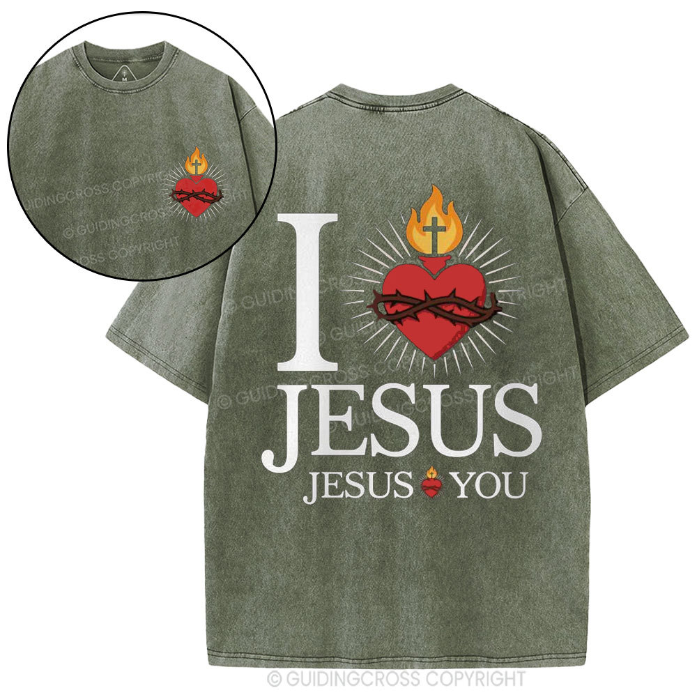 I Love Jesus Christian Washed T-Shirt
