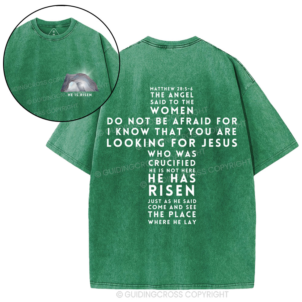 He Is Risen Christian Washed T-Shirt
