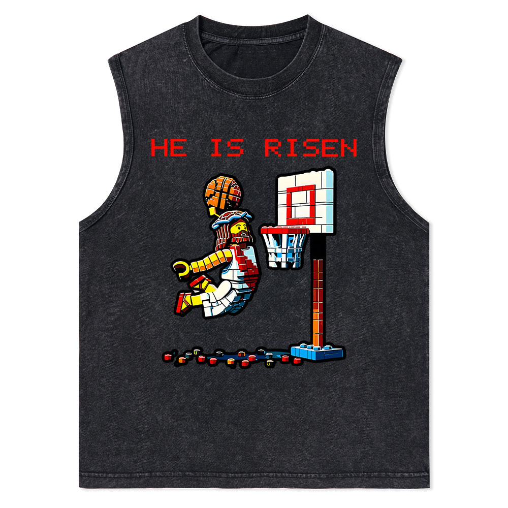 He Is Risen Christian Washed Tank Top
