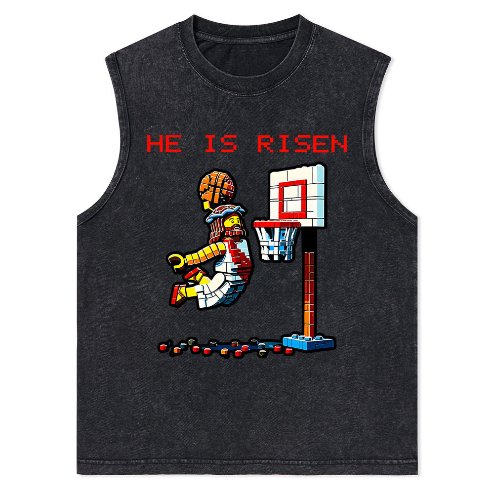 He Is Risen Christian Washed Tank Top