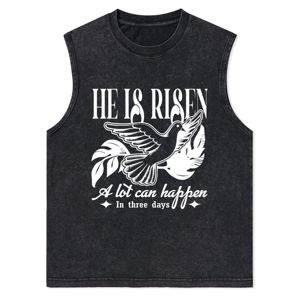 He Is Risen Christian Washed Tank Top