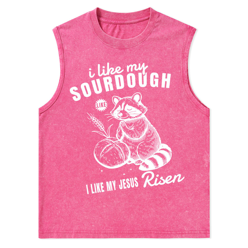 I Like My Jesus Risen Christian Washed Tank Top