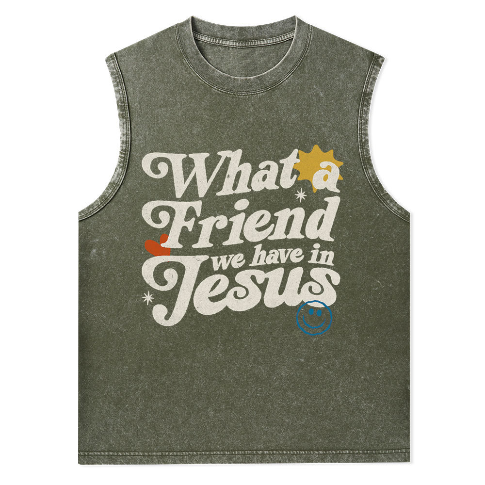 What Friend We Have In Jesus Christian Washed Tank Top