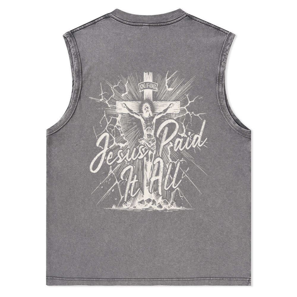 Jesus Paid It All Christian Washed Tank Top