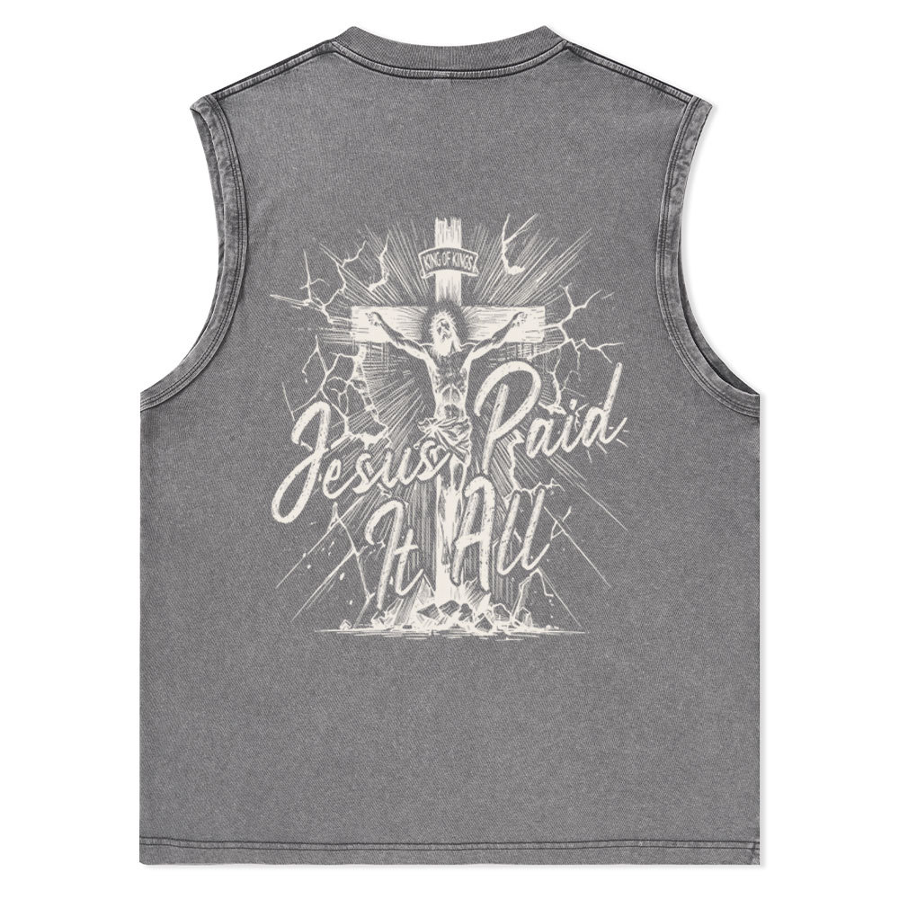 Jesus Paid It All Christian Washed Tank Top