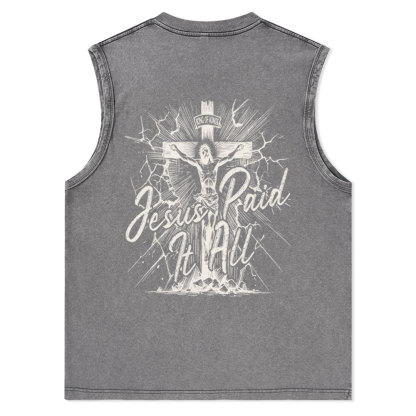 Jesus Paid It All Christian Washed Tank Top