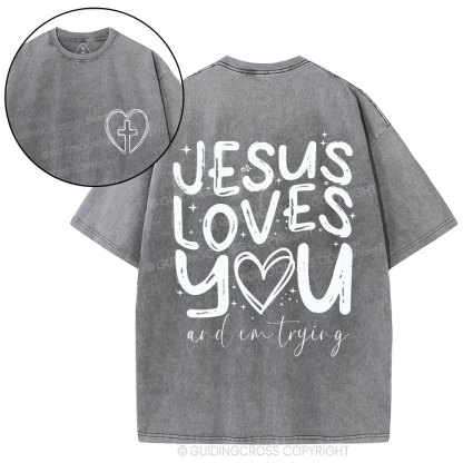 Jesus Love You Christian Washed T-Shirt