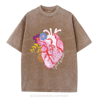God Is Love  Christian Washed T-Shirt