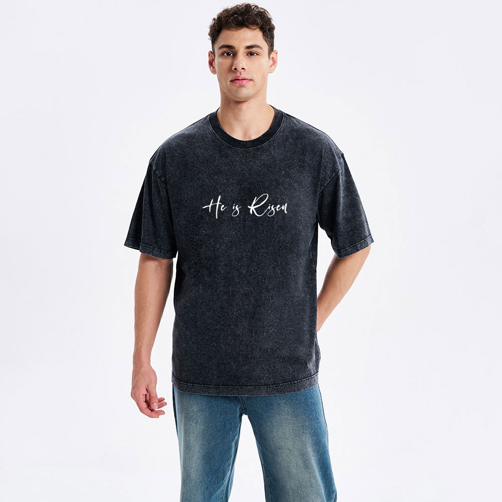 He Is Risen Christian Washed T-Shirt
