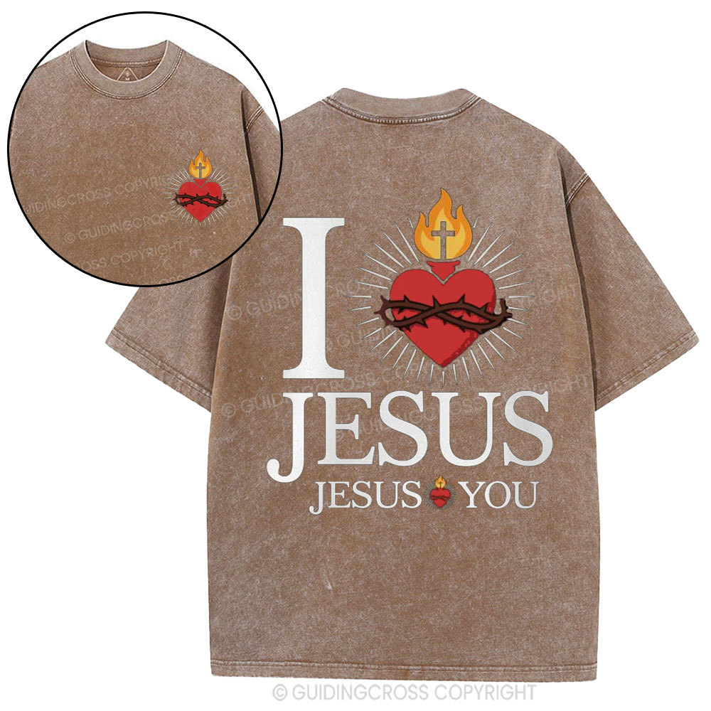 I Love Jesus Christian Washed T-Shirt