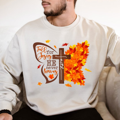 Fall For Jesus He Never Leaves Butterfly Sweatshirt