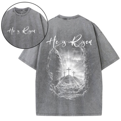He Is Risen Christian Washed T-Shirt