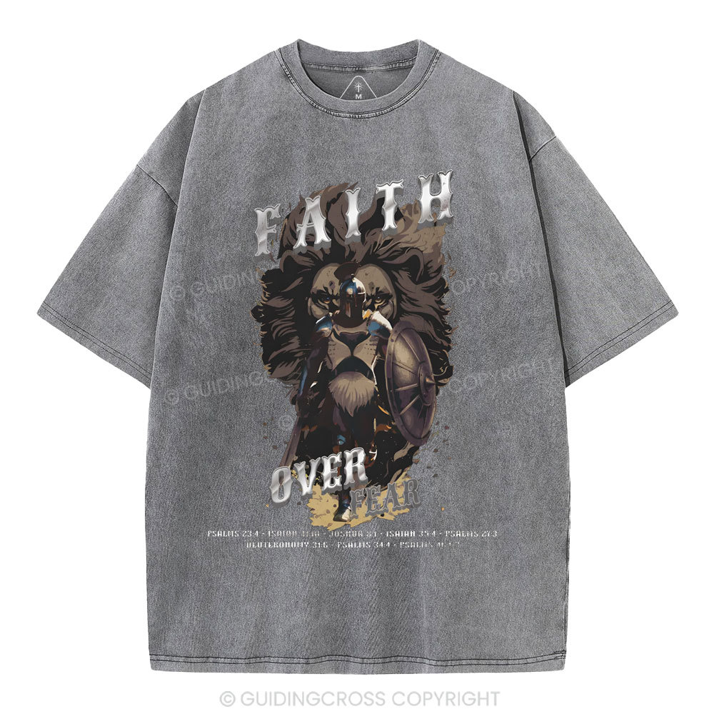 Faith Over Fear Christian Washed T-Shirt