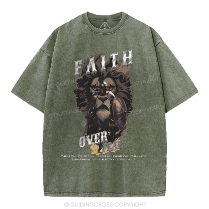 Faith Over Fear Christian Washed T-Shirt