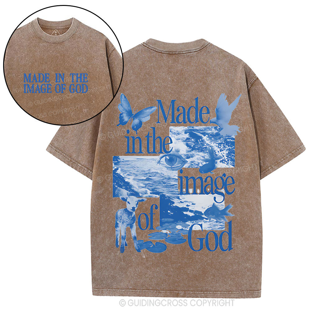 Made In The Image Of God Christian Washed T-Shirt