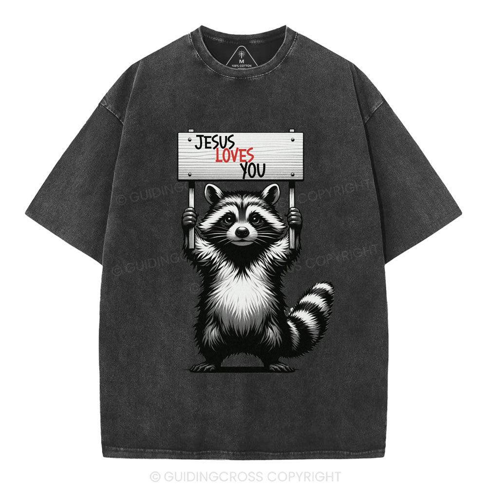 Jesus Loves You Christian Washed T-Shirt