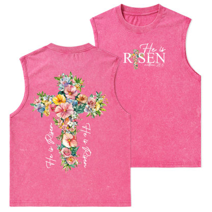 He Is Risen Christian Washed Tank Top