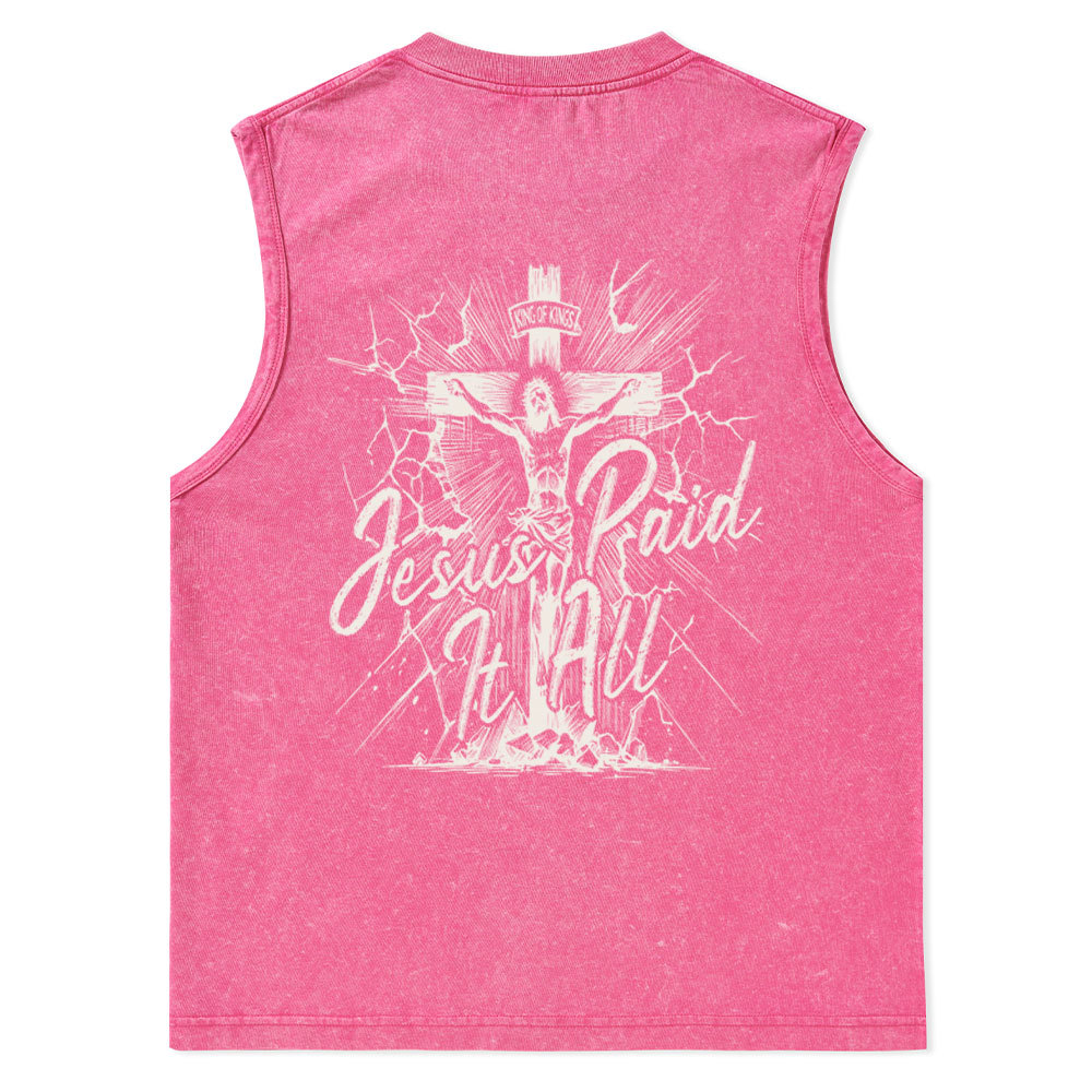 Jesus Paid It All Christian Washed Tank Top